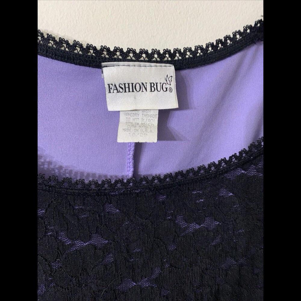 VTG y2k black Purple lace coquette goth fairy bodycon grunge midi dress Sz 18/20 - Picture 2 of 10